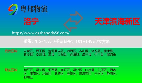 洛宁县到滨海新区物流