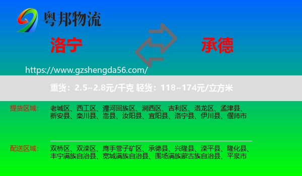 洛宁县到承德物流