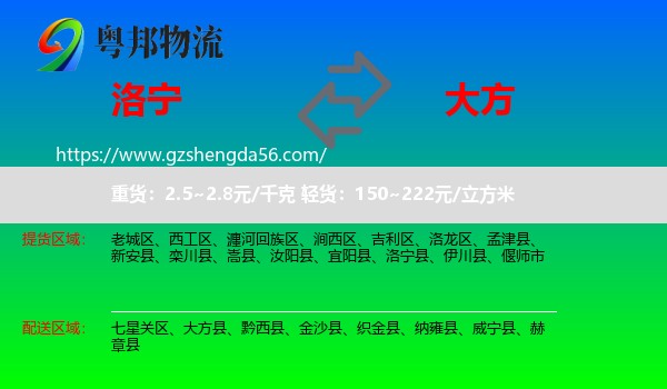 洛宁县到大方县物流专线