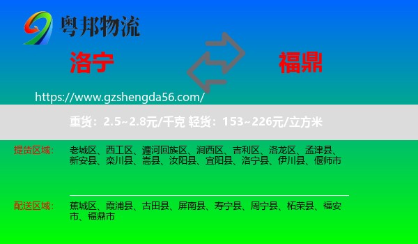 洛宁县到福鼎市物流专线