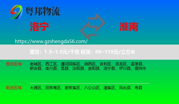 洛宁县到淮南物流