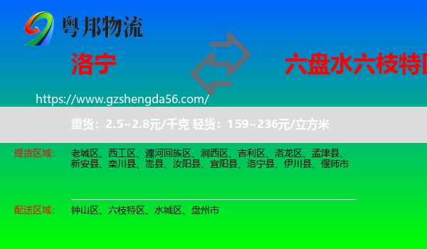 洛宁县到六枝特区物流专线