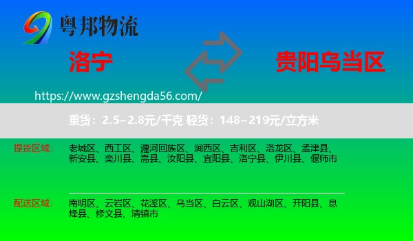 洛宁县到乌当区物流专线
