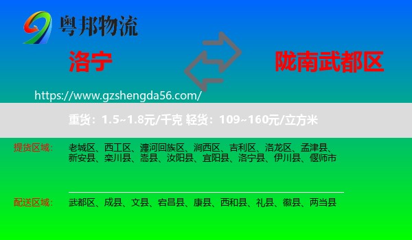 洛宁县到武都区物流专线