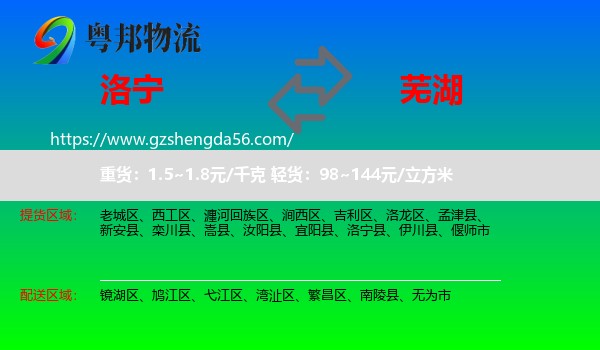 洛宁县到芜湖物流