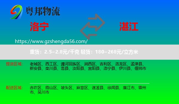 洛宁县到湛江物流