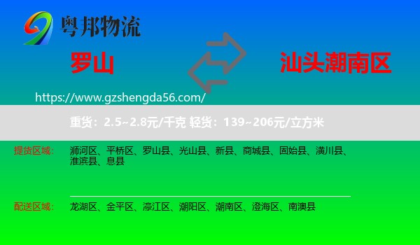 罗山县到潮南区物流专线