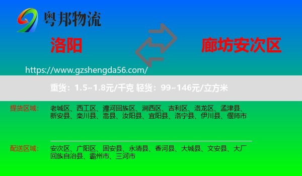 洛阳到安次区物流专线