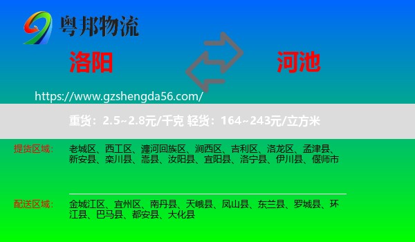 洛阳到河池物流