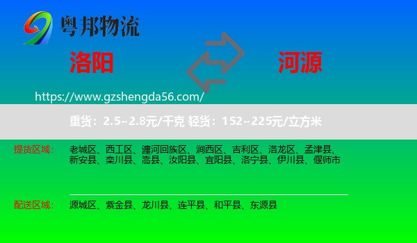 洛阳到河源物流