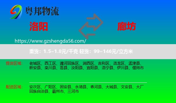 洛阳到廊坊物流