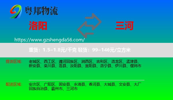 洛阳到三河市物流专线