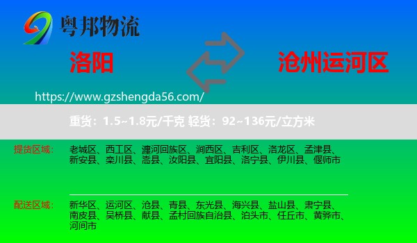 洛阳到运河区物流专线