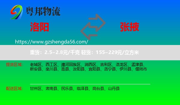 洛阳到张掖物流