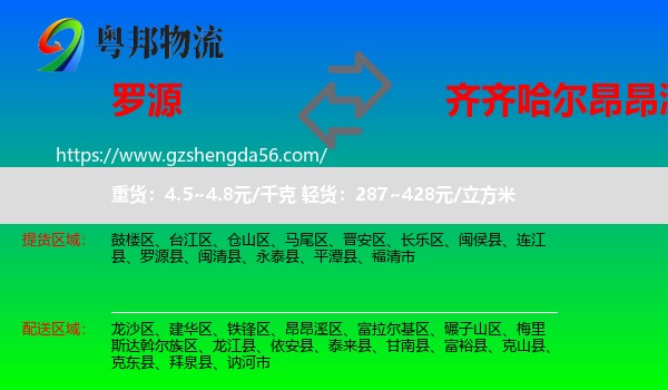 罗源县到昂昂溪区物流专线