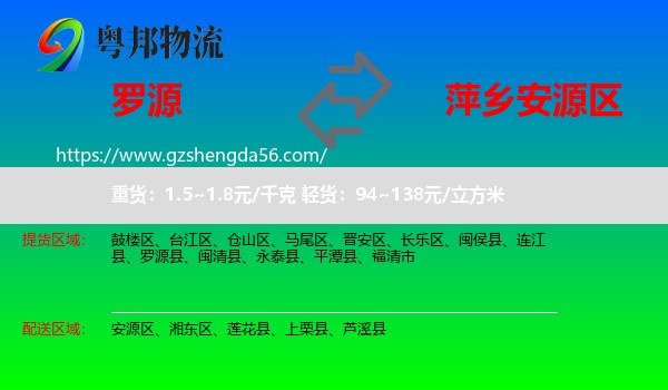 罗源县到安源区物流专线