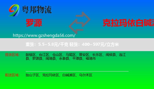罗源县到白碱滩区物流专线
