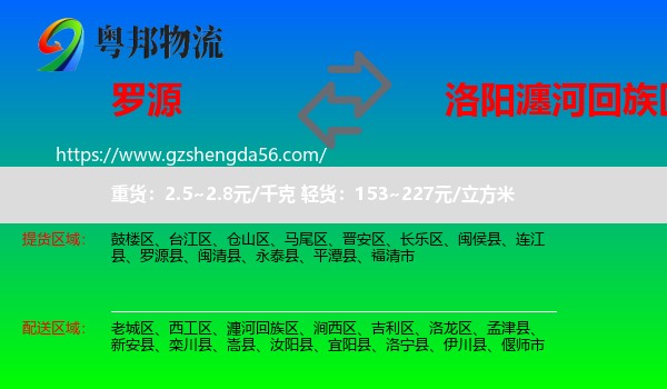 罗源县到瀍河回族区物流专线