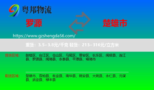 罗源县到楚雄市物流专线