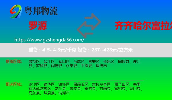 罗源县到富拉尔基区物流专线