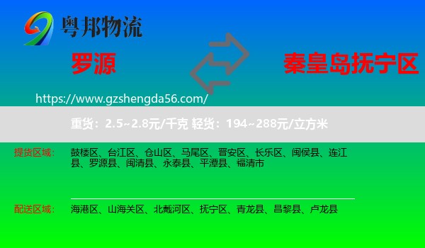 罗源县到抚宁区物流专线