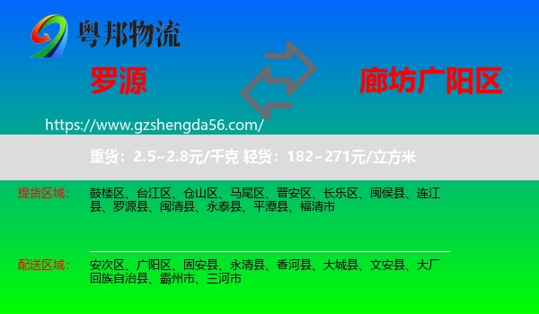 罗源县到广阳区物流专线