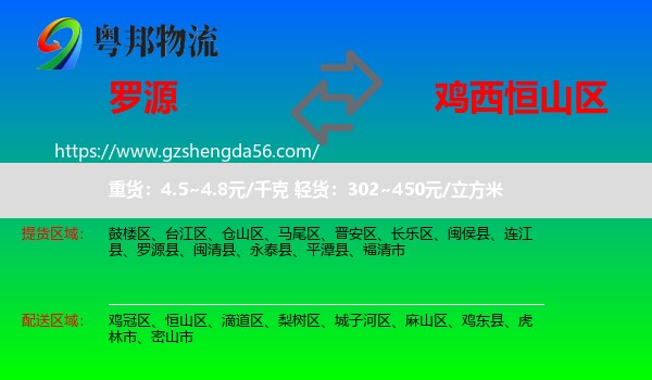 罗源县到恒山区物流专线