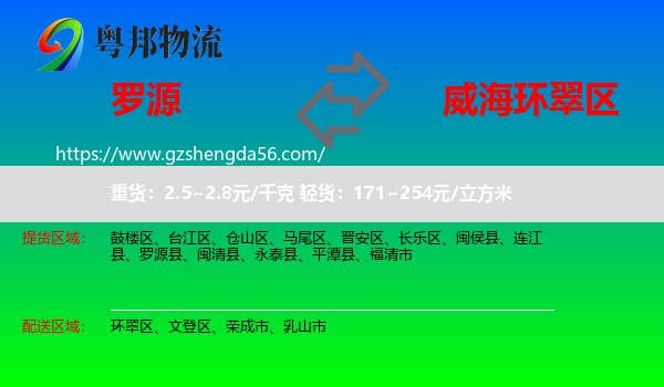 罗源县到环翠区物流专线