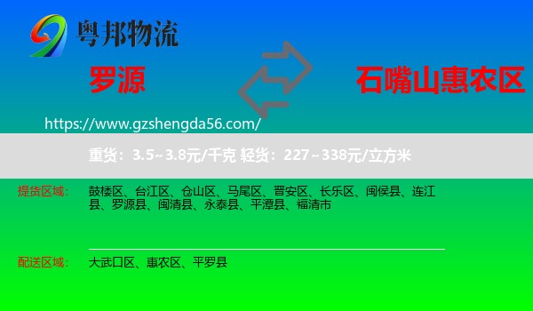 罗源县到惠农区物流专线