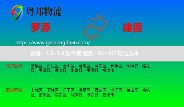 罗源县到建德市物流专线