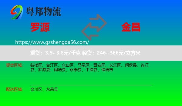 罗源县到金昌物流专线