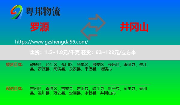罗源县到井冈山市物流专线