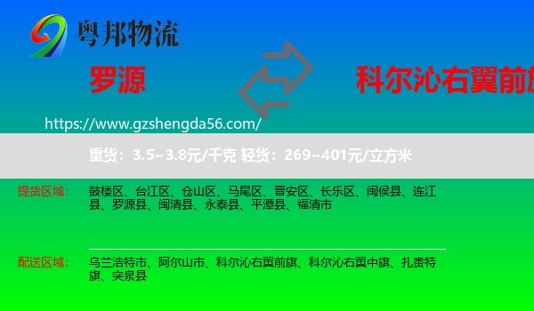 罗源县到科尔沁右翼前旗物流专线