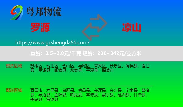 罗源县到凉山物流专线