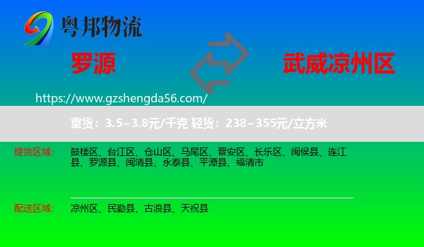 罗源县到凉州区物流专线