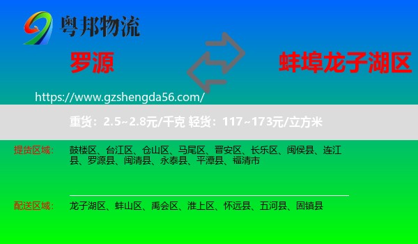 罗源县到龙子湖区物流专线