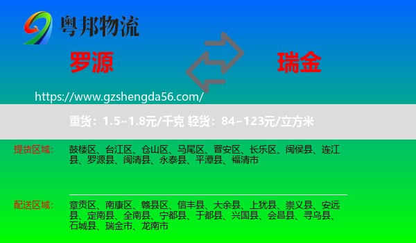 罗源县到瑞金市物流专线