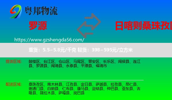 罗源县到桑珠孜区物流专线