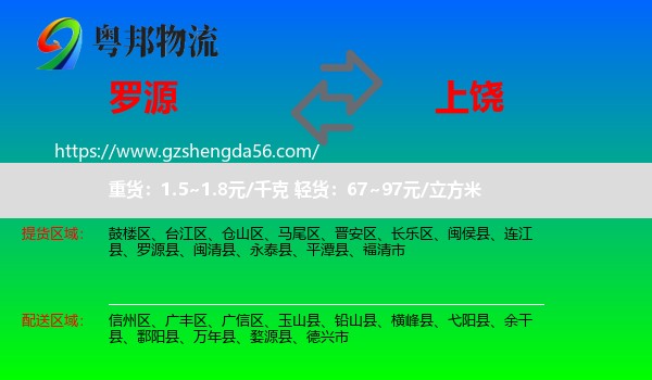 罗源县到上饶物流专线