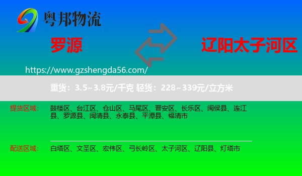 罗源县到太子河区物流专线