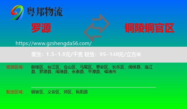 罗源县到铜官区物流专线