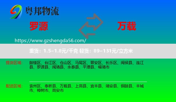 罗源县到万载县物流专线