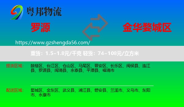 罗源县到婺城区物流专线