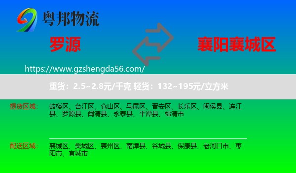 罗源县到襄城区物流专线