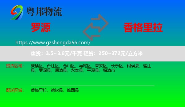 罗源县到香格里拉物流专线