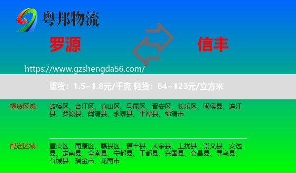 罗源县到信丰县物流专线