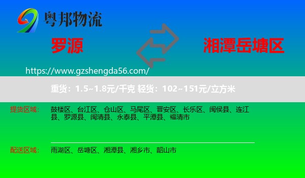 罗源县到岳塘区物流专线