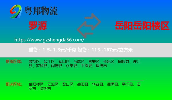 罗源县到岳阳楼区物流专线