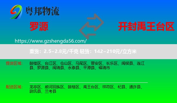 罗源县到禹王台区物流专线