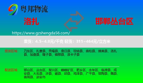 洛扎县到丛台区物流专线